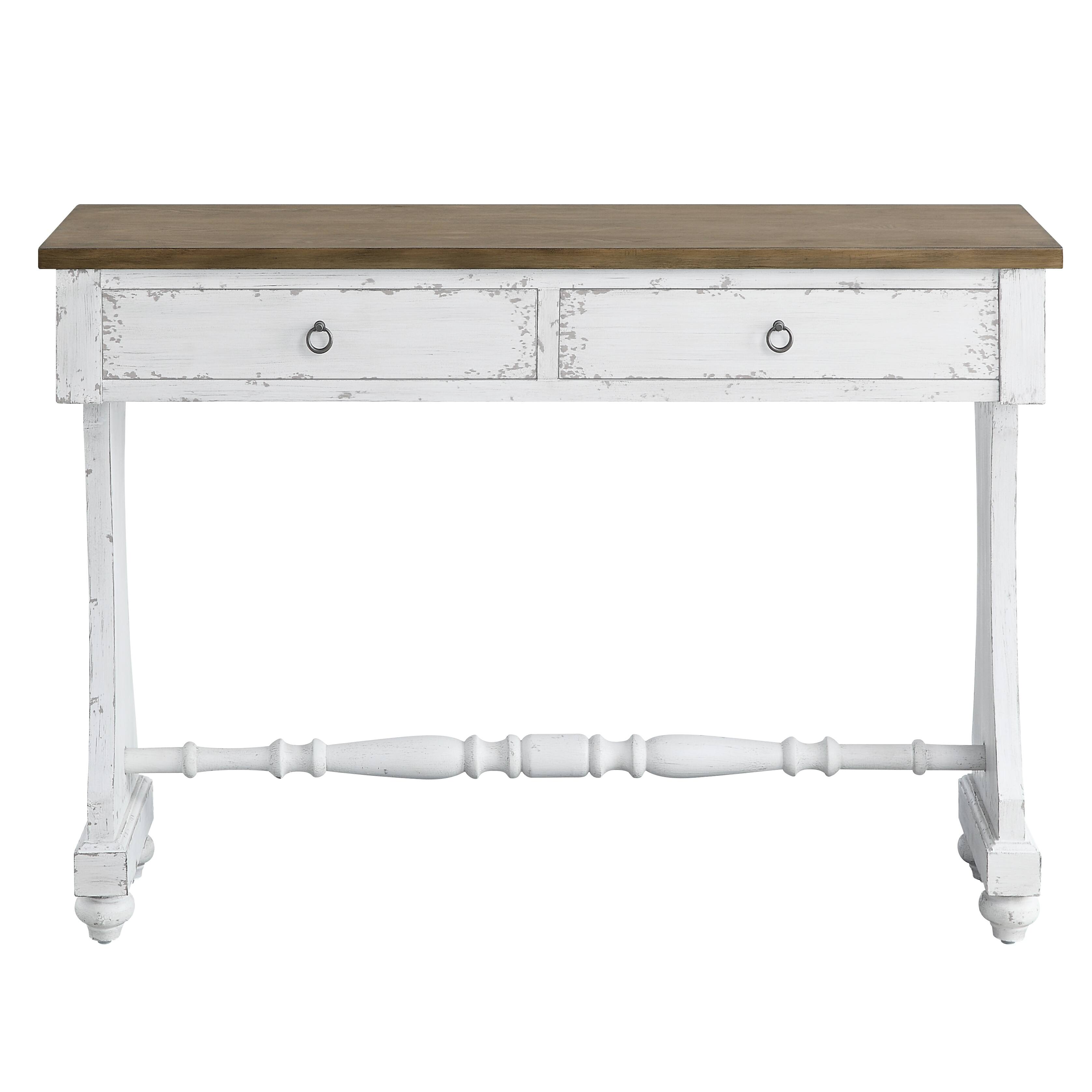 Antique White 48" Rectangular Accent Console Table with 2 Drawers, Antique Finsh Bed Bath